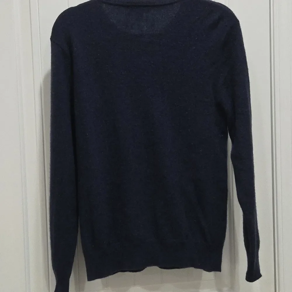 Apt. 9 100% Cashmere V-Neck Sweater Navy Blue Men's LG